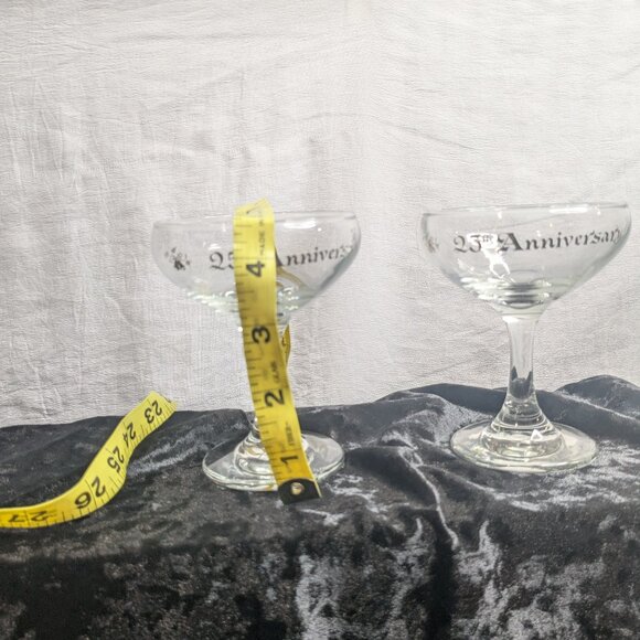 25TH ANNIVERSARY TOASTING CHAMPAGNE GLASSES WEDDING BELLS - Picture 2 of 4